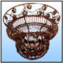 Shell Style Chandelier:   This is a sample from the "Gloria" range of large chandeliers and concentric ceiling mounted lighting systems. Immaculate designing; intricate execution and painstaking finishing have been the reasons for the large clientele of this range for sizeable projects. Such pieces are generally constructed in Modular sections and is considered up to the mark both for modern as well as orthodox applications. Size 50 through 96-inches are standard. Large concentric compositions may be added to any size. Moroccan metallic repeats have also been extensively used in this range; which also facilitates the use of both exposed as well as concealed lighting points. A blend of fine machined and hand crafted motifs. 