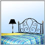 Hot forged iron motif repeat in a tubular frame and brushed; coated brass. Sizes: W : 68"  H : 55"  WT : 42 lbs (Bed Head)