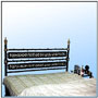 A rich brass bed with a footboard can be delivered as a piece out of complete bedroom set, comprising six pieces. Designed for medium to large bed rooms. Sizes: W : 6'  H : 4.6'  WT : 81 lbs (Bed Head)  