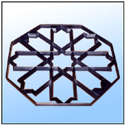 A rich geometric motif tile in light alloy from "Futura" collection.