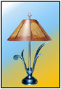 Utility Lamp    An Stainless Steel stem lamp with brass trim. Designed for low tables. A selected piece from "Stella" range.   Sizes: H : 15"  W : 9"   WT : 3.3 lbs       4.25" dia Profiled base with fine Satin Brass; Polymer Coated Trim.     Base & Abstract Motif alloy Moulded.    Scratched Brass/ S.S; Polymer coated stem 1/2" & Fittings.    
